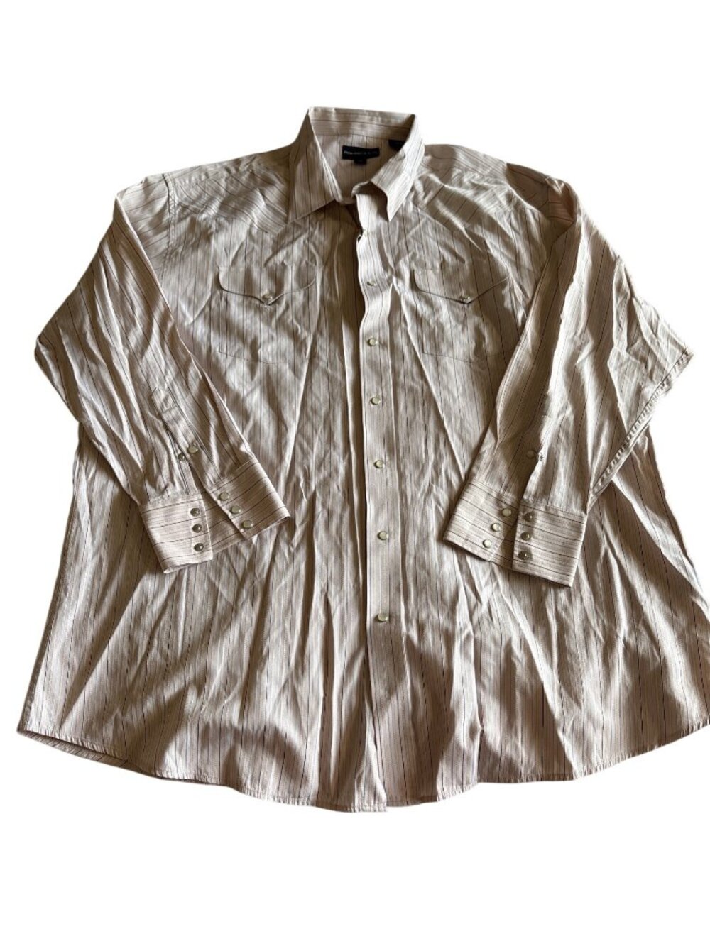 Panhandle Slim XXL Beige Striped Western Snap Button Shirt Long Sleeve Rodeo